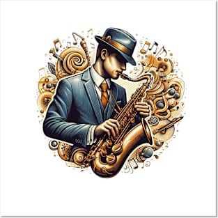 Jazz Saxophone Player Posters and Art